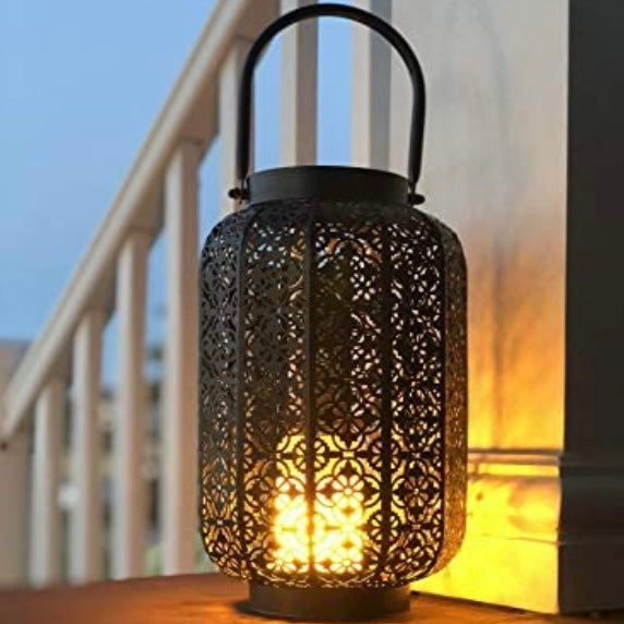 Garden Lanterns - Outdoor/Indoor with LED Simulated Fire Base