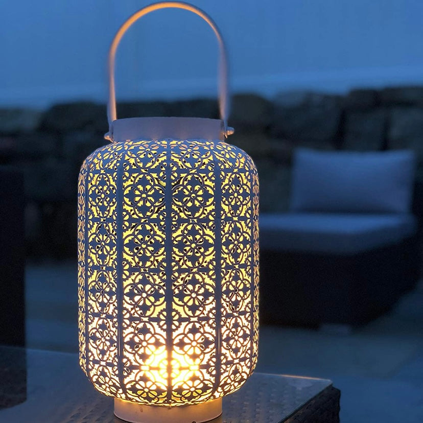 Garden Lanterns - Outdoor/Indoor with LED Simulated Fire Base