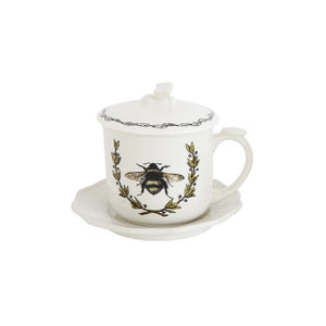 Bee Mug with Saucer, Lid and Strainer