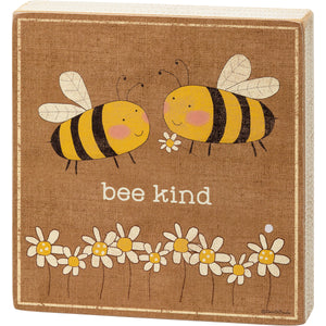Rustic Bee Kind Block Sign