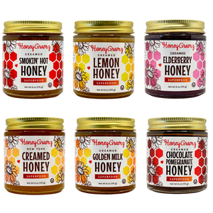 "BEE HAPPY" 6 Pack Sampler of Superfood Creamed Honey