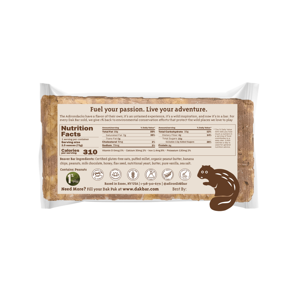 Dak Bar - Beaver (Banana, Milk Chocolate, & Peanut Butter)
