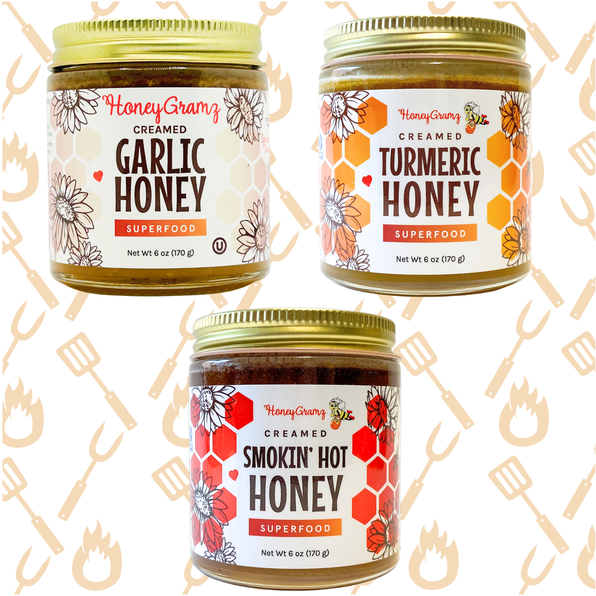 Queen Bee's BBQ Creamed Honey Trio – HoneyGramz