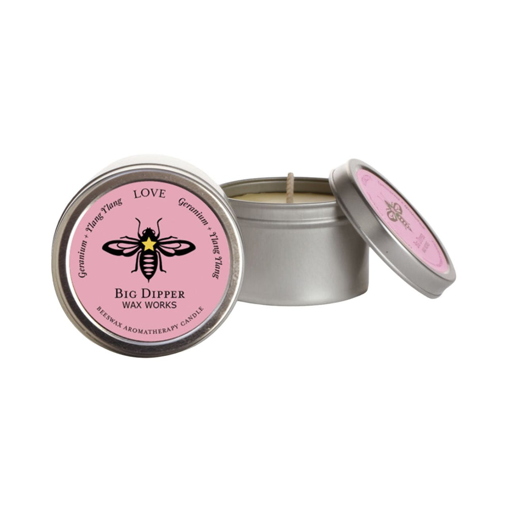 Beeswax Tin Candle - Love (Geranium & Ylang Ylang)