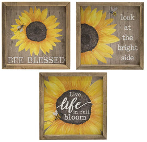 Bee Blessed Sunflower Happiness Box Signs