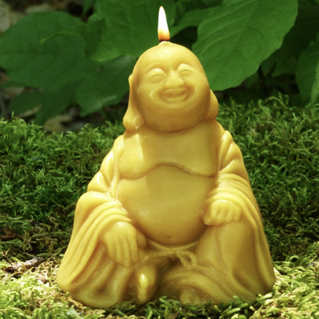 Laughing Buddha Beeswax Candle