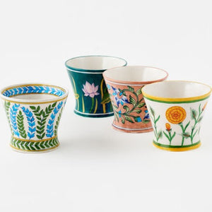 Hand Painted Ceramic Flower Pots - 4 Assorted Styles