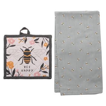 Bee Tea Towel & Pot Holder Set