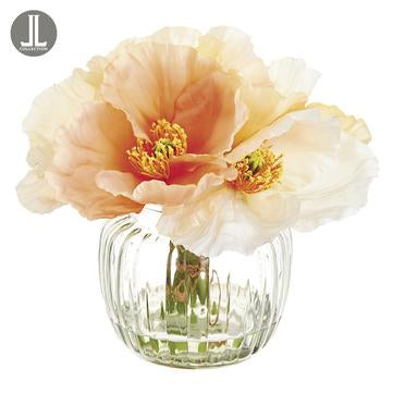 Poppy Flowers in Glass Vase