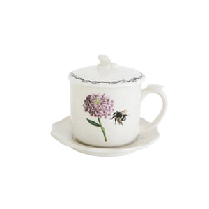 Bee Mug with Saucer, Lid and Strainer